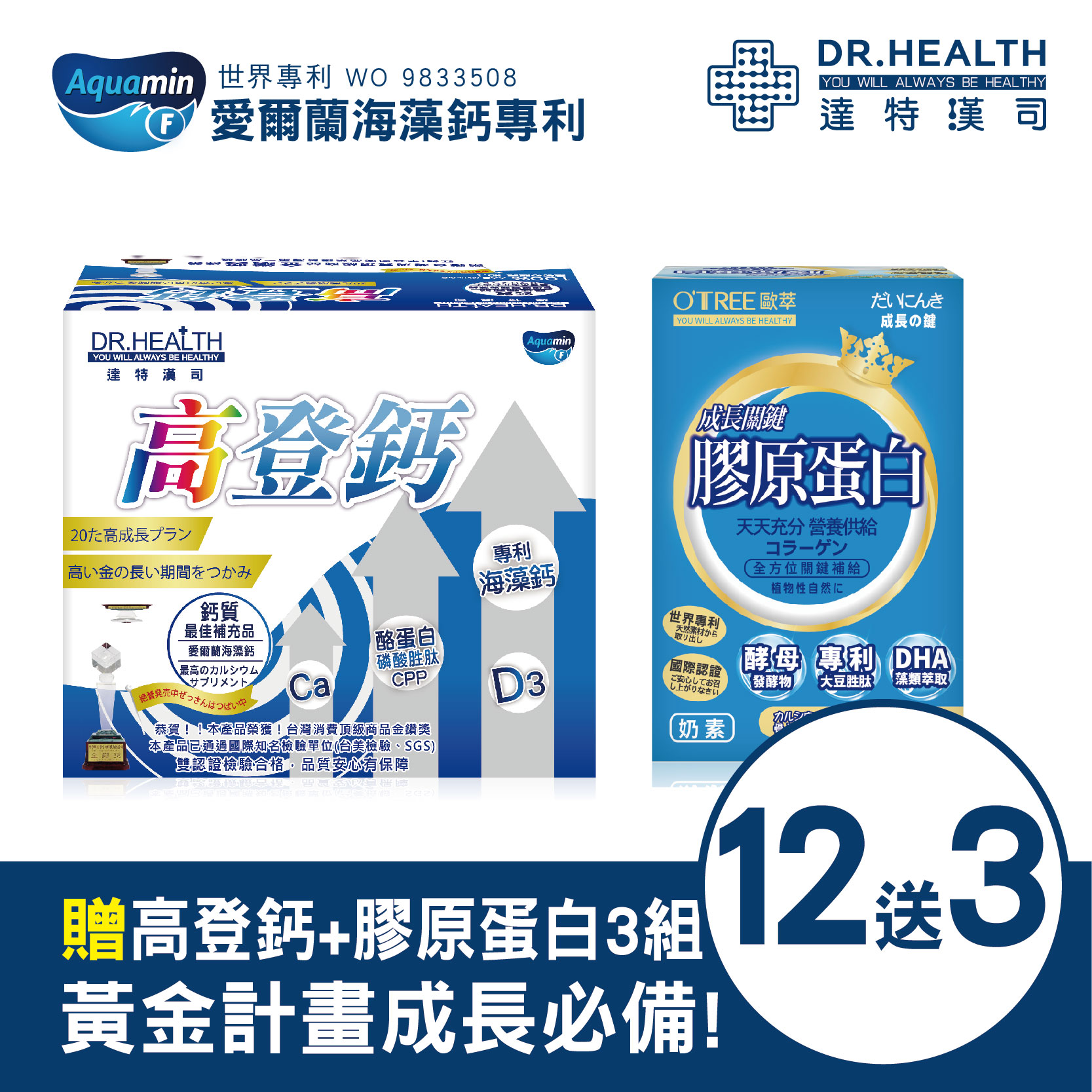 【DR.Health】高登鈣+膠原蛋白(12組)